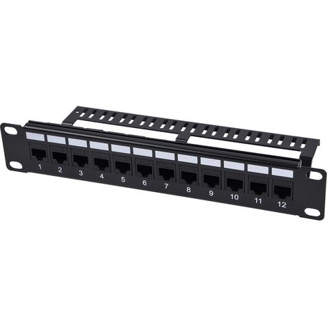 12 Port Cat6 Patch Panel, 1U Rack Mount Modular Panel with Keystone Coupler and Cable Management for RackMate T1/T0/T2/T0 Plus/T1 Plus, Server Rack and Cabinet (1/5)