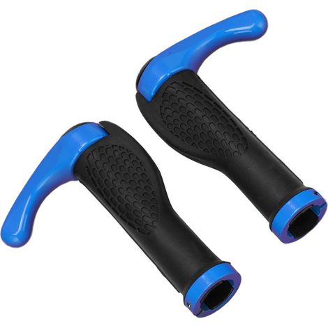 blaue Kuhhorn-Fahrradgriffe aus Gummi für Mountainbike-Lenker (1/5)