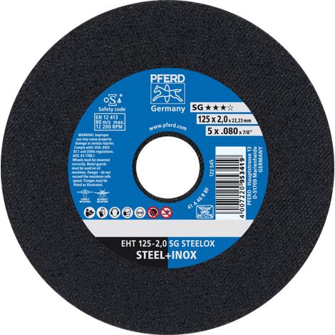 PFERD TOOLS Trennscheibe EHT 125x2,0x22,23 mm gerade Leistungslinie SG STEELOX für Stahl/Edelstahl 25 Stk