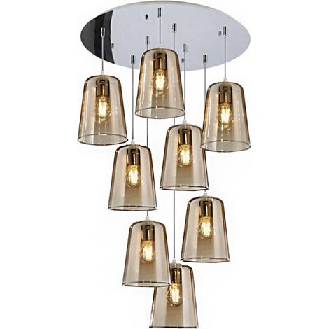 Lampadario top light shaded 1164cr s8 t e27 led vetro colorato moderna lampada soffitto, colore ambra