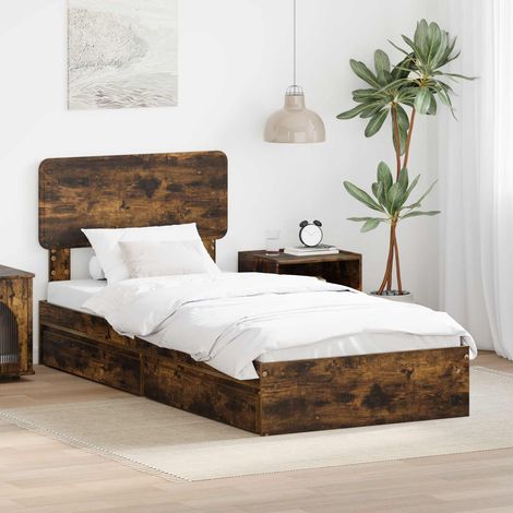 Aufbewahrungsbett Geräucherte Eiche 75 x 190 cm Holzwerkstoff
