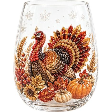 Ensemble de tasses en verre « Récolte d'automne » - Mug artistique de Noël - B - 301-400 ml