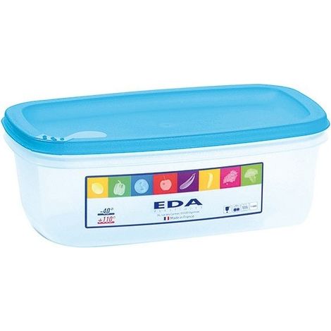 Aufbewahrungsbox rechteckig 5,5 Liter Natur mit türkisfarbigem saurem Deckel - Eda