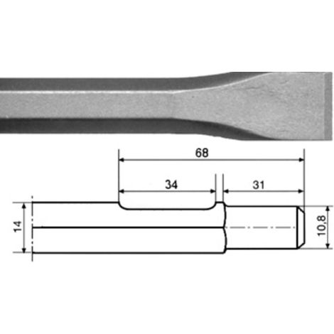 Burin plat, pour Bosch UBH 4/26-2DS, tige hexagonale