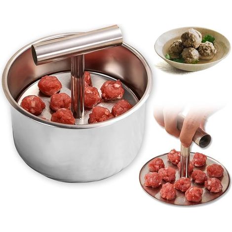 Pressa per polpette in acciaio inox, macchina manuale per 12 polpette, macchina per polpette portatile, macchina per polpette facile da usare (1/5)