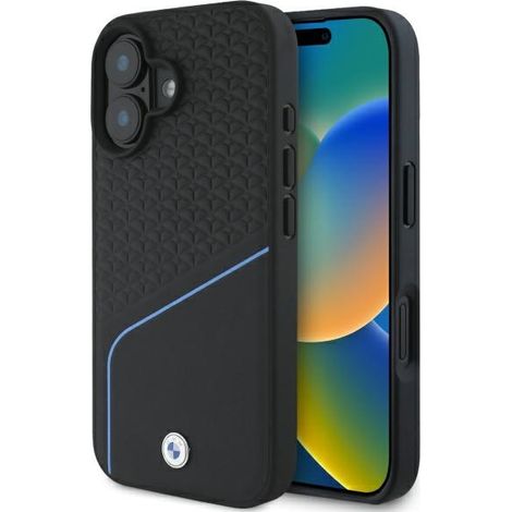 BMW BMHMP16S23RDCLK iPhone 16 6.1" negro/negro funda rígida Sign Leather Textured And Line MagSafe (1/5)
