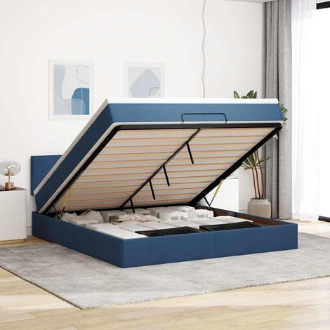 VidaXL Cadre de lit ottoman avec matelas bleu 160x200 cm tissu (1/5)