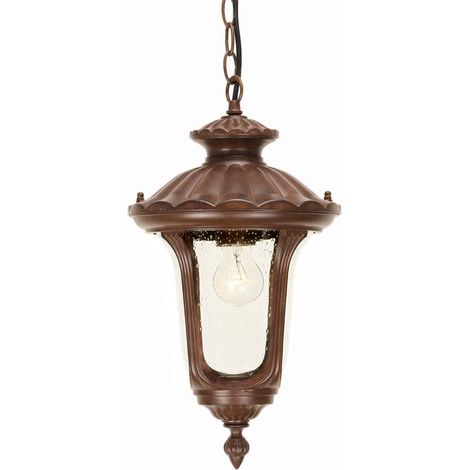 Elstead Chicago - 1 Lanterna Piccola Luce a Catena per Soffitto da Esterno Patina Bronzo Arrugginita IP44, E27