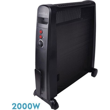 Termoarredo Mica Autunno Nero 2000W 2 Elementi 2 Potenze Termostato Antiribaltamento (64,8x52,5x23cm)
