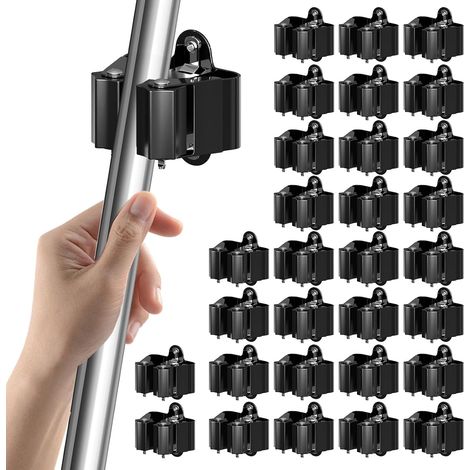 3-H Accroche Balai Mural avec Percage et Matériel de Montage, 30pcs, Noir (1/5)