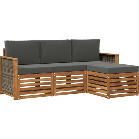 vidaXL Outdoor Sofa Set 4 pcs Natural and Anthracite (1/5)