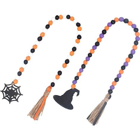 Guirlande de perles en bois pour Halloween, 10 décorations à suspendre (1/5)