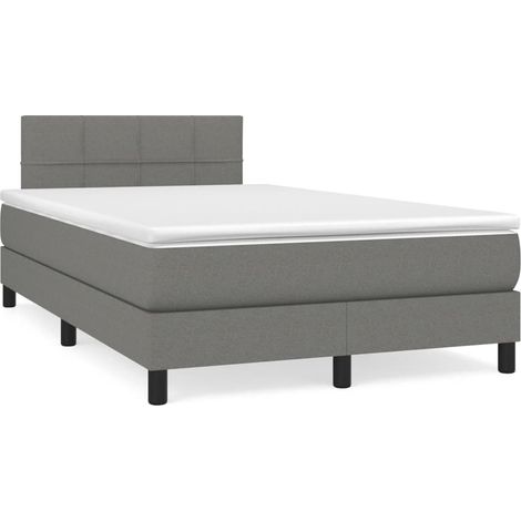 Sommier à lattes de lit matelas LED gris foncé 120x190 tissu (1/5)
