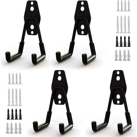 4pcs Steel Garage Storage Hooks, Garage Tool Storage Hooks with Anti-Slip Coating Heavy Duty Holder for Hanging Ladders/Bicycles/Garden Tools/Ropes (1/5)