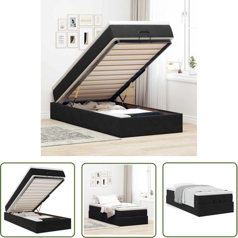 vidaXL Ottoman-Bett mit Matratze Schwarz 90x190 cm Samt (1/5)