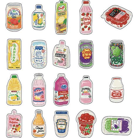 40 niedliche Lebensmittelaufkleber für Planer, Etiketten, Scrapbooking und Dekoration (Flaschen, Computer, Handy) (1/5)