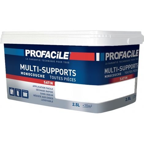 Peinture intérieure multi-supports, satin, murs, plafonds, boiseries, radiateurs, sans odeur, plusieurs teintes PROFACILE ffffff 2.5 litres