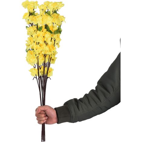 Branche de fleur de pêcher artificielle, fausses Branches de printemps pour la maison, mariage, chambre à coucher, centre de Table de fête, 65CM, jaune (1/5)