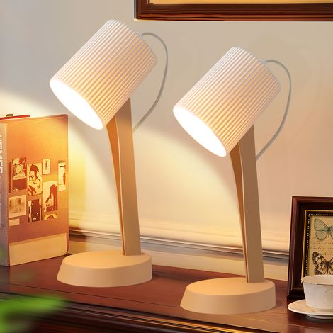 GBLY Tischleuchte Wohnzimmer Nachttischlampe mit Kabel - 37.4 cm Tischlampe 2er Set Kleine Lampe E14 Tischlampen Braun Moderne Landhausstil für Esstisch Schlafzimmer - Ohne Leuchtmittel