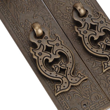 Kit de poignées de porte style chinois antique en cuivre, quincaillerie pour meubles (1/5)