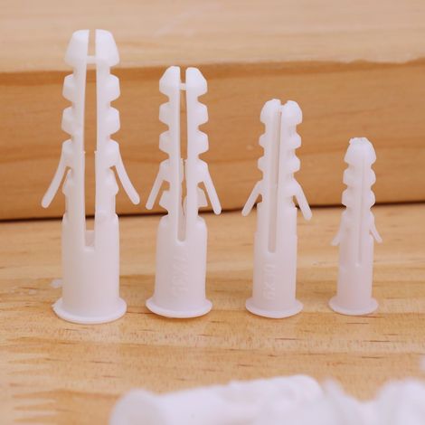Lot de 100 tubes d'expansion murale en plastique blanc pour cloison sèche, ancrage pour plaques de plâtre, plaques de plâtre, fixations creuses (3 x 0,8 cm) (1/5)