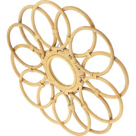 Miroir rond en rotin de style rétro, décoration murale délicate pour l'entrée ou le salon, diamètre 45 cm (1/5)