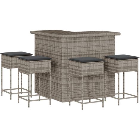 Maison Exclusive - Set Bar da Giardino 5 pz con Cuscini in Polyrattan Grigio