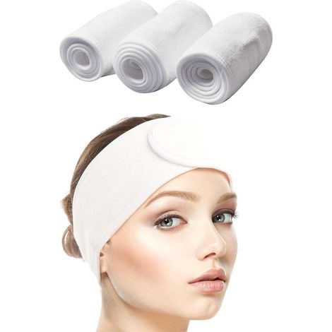 Bandeau de maquillage rayé noir lavable pour yoga spa et sport accessoire de soin du visage confortable (1/5)