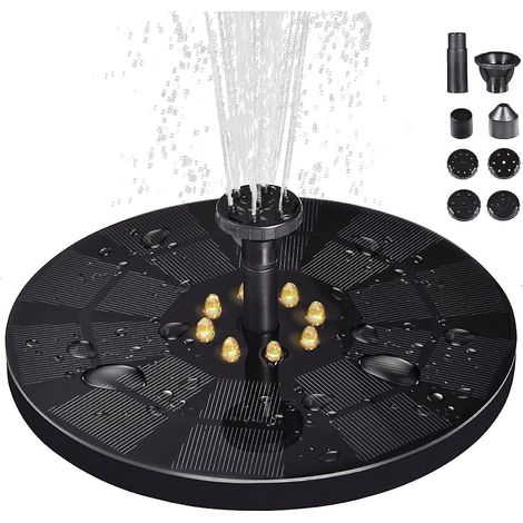 Upgraded Solar Water Fountain With 3w Led Light - Solar Powered Fountain With 8 Water Styles - Solar Powered Floating Fountain For Birdbath Garden P (1/5)