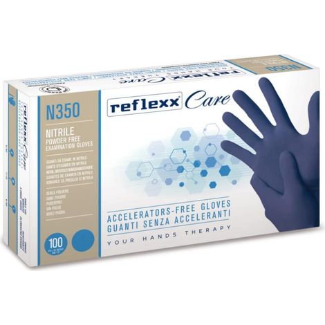 Reflexx N350 Guanti Nitrile No Acceleranti Microruvide 3.2gr Cat.3 100 Pezzi XS