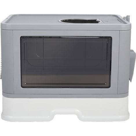 Enclosed Folding Plastic Cat Litter Box with Scoop (1/5)