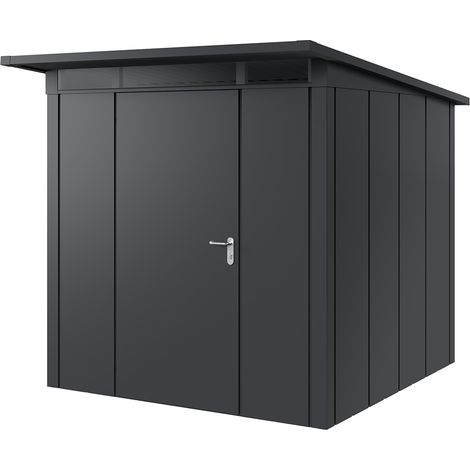Hörmann Metall-Gerätehaus "Juno" mit Pultdach, JPD5 - Design, 214 x 214 cm (B x T), anthrazit, 1-flüglige Tür, Anschlag links (1/5)