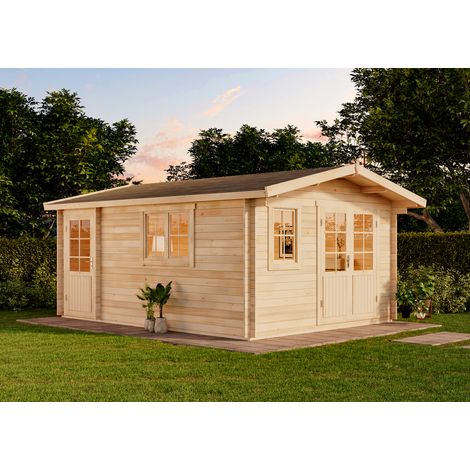 Alpholz Gartenhaus Jennifer-28 Gartenhaus aus Holz, Holzhaus mit 28 mm Wandstärke, Blockbohlenhaus mit Montagematerial (1/5)