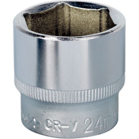 Sealey 3/8""Sq Drive Socket 24mm WallDrive Chrome Standard Length S3824