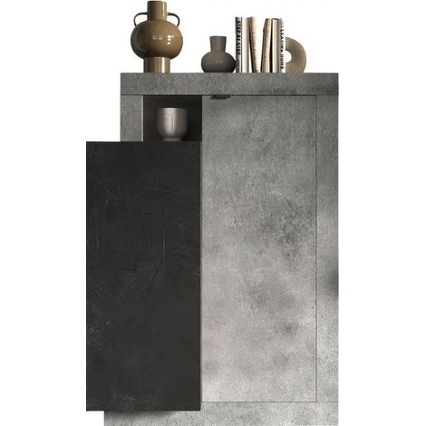 Buffet design 2 ante collezione DOMI. Colori effetto cemento e grigio antracite