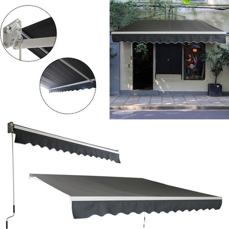 AUFUN Store Banne de Balcon Rétractable avec Tissu Résistant 250x200 cm Gris foncé (1/5)
