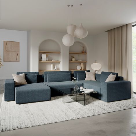 5-Sitzer-U-Sofa mit linker Eckausführung ausklappbar und mit Stauraum Lorenzo Dunkelgrau (1/5)