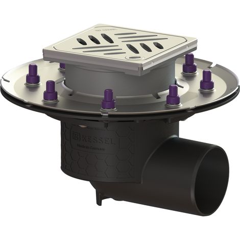 Siphon de sol Ecoguss Pressfl. DN 80, montage latéral, grille design