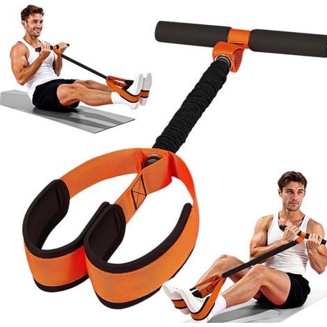 Fascia elastica per addominali con impugnatura ergonomica, allenamento completo per addominali a casa, corda elastica per esercizi di forza (arancione) (1/5)