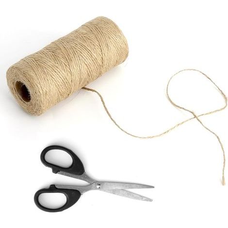 Corde Jute et Ciseaux Corde Naturelle Résistante à la Déchirure 100 m x 2 mm Fil Jute Ficelle Décoration Artisanat Emballage pour Bricolage, Reliure, Artisanat Matériau d'emballage (1/5)
