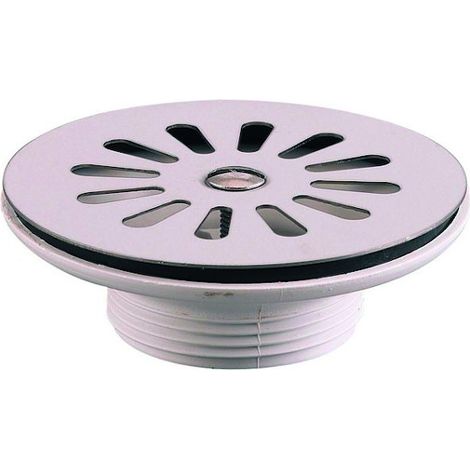 Valentin – Bonde de lavabo en plastique à grille plate – Diamètre 90mm – Hauteur 100mm – Évacuation rapide – Grille inox pour évier grès