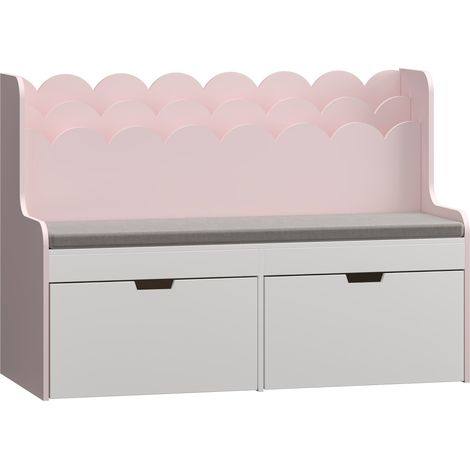 Panchina per bambini con mensola 100 x 45 x 70 cm rosa bianco 030008972