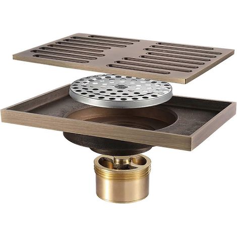 Bonde de douche 140 x 90 mm, bonde en laiton anti-odeurs, compatible (1/5)