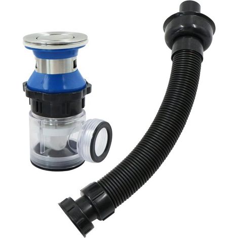 Desagüe de suelo - Sistema de drenaje de sifón universal para lavabos, con válvula, apto para lavabos con rebosadero.