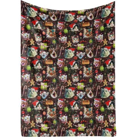 Weihnachtsdecke mit Katzenmotiv, 140 x 200 cm – Festliche Wanddekoration, weiche Decke für Sofa oder Büro, ideal für ein Nickerchen (1/5)
