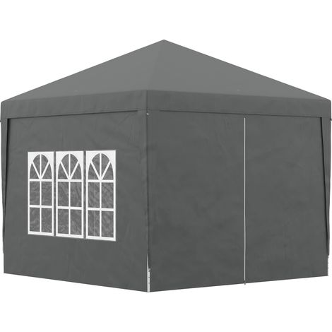 Tonnelle pliante d'extérieur 3x3 m avec 4 panneaux latéraux, en acier et tissu Oxford gris