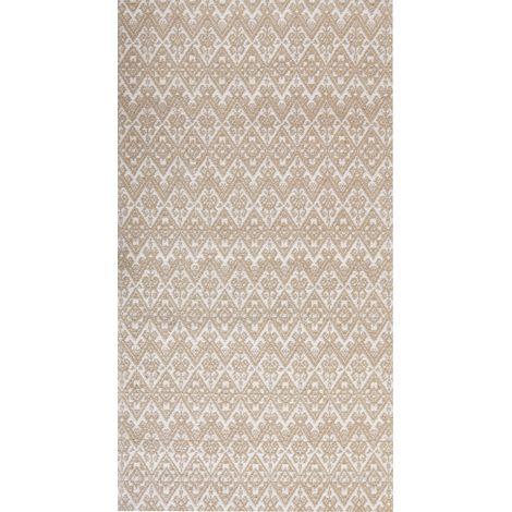 Alfombra de yute beige blanco 80 x 150 cm patrón geométrico tejido plano Atima