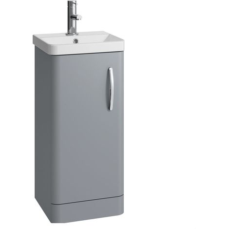 Handsacre Contemporary 1 Door Floor Standing Vanity Unit with Basin, Gloss Grey, 400mm