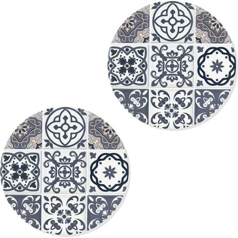 Set de 2 dessous de verres Carreaux de ciment Gris et Bleu