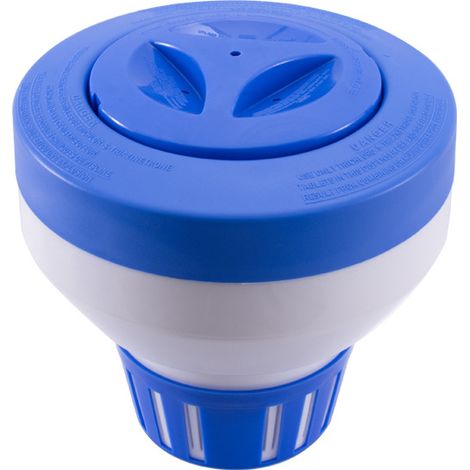 Dispenser galleggiante di cloro, galleggiante cloro/bromo per piscine e spa, grande capacità: dosatore galleggiante di cloro da 18 cm e supporto per bromo da 7,6 cm per fogli di controllo dei prodotti